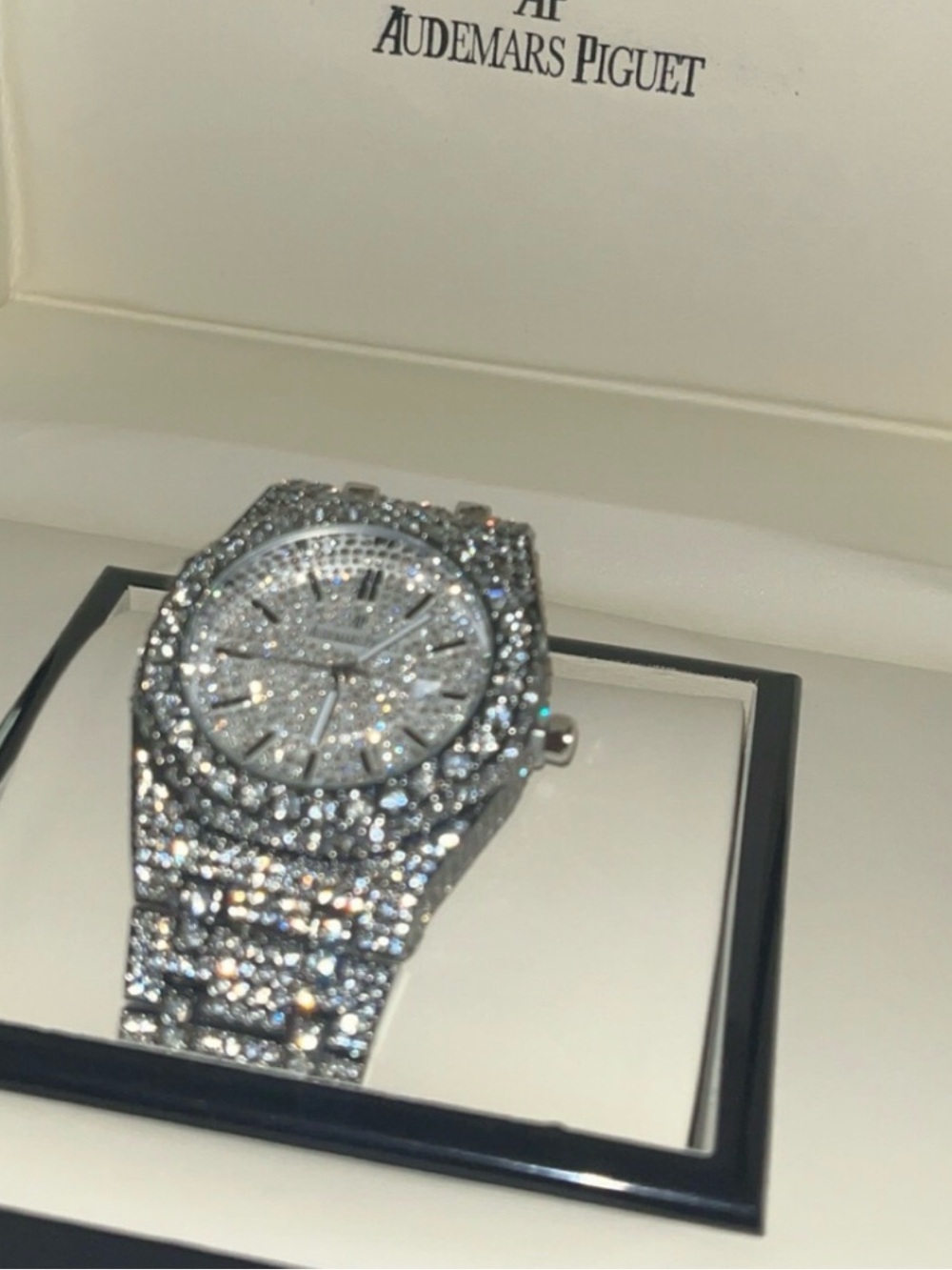 Audemars Piguet Fully Pave Diamond Silver Tone Watch